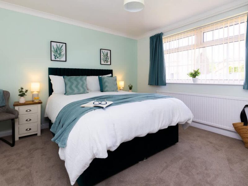 Comfortable double bedroom at Coastal Village Hideaway, sleeps 4.