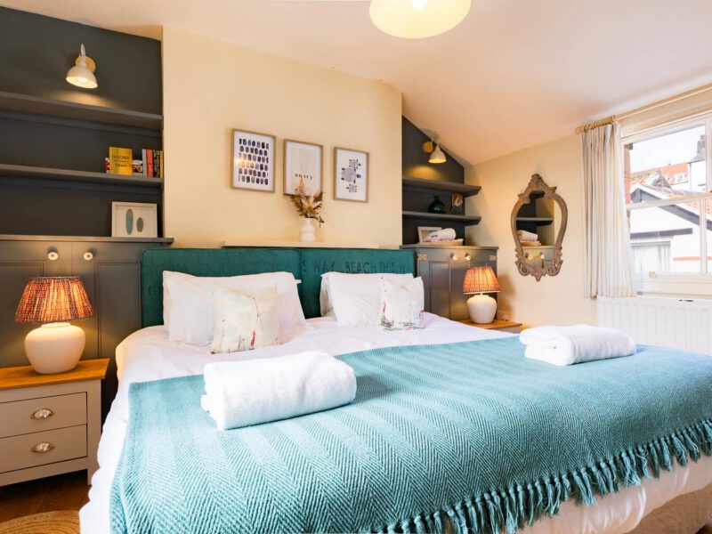 Comfortable bedroom with sea views at Harbour View House, sleeps 8.