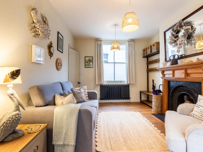 Cosy living room with sea views at Harbour View House, sleeps 8.