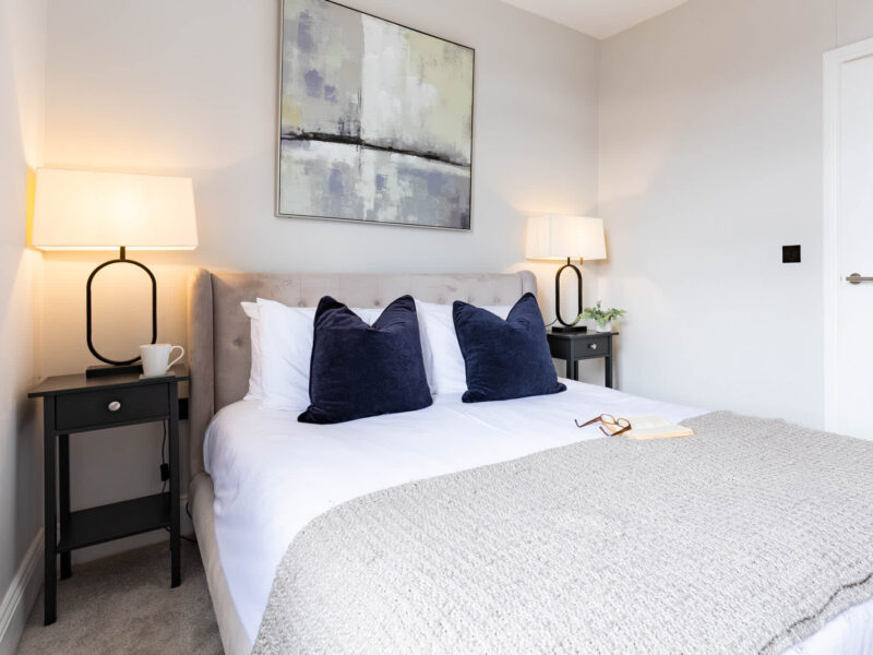 Comfortable double bedroom at Ocean Pearl holiday let, sleeps 12.