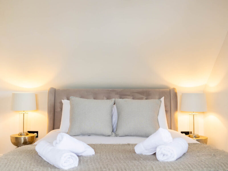 Comfortable double bedroom with sea views at Ocean Pearl holiday let.