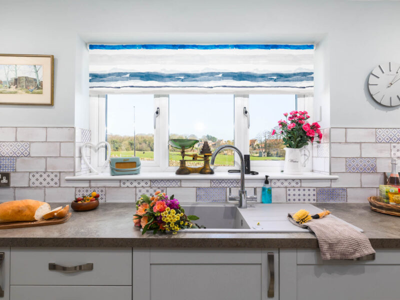 Kitchen with countryside views at East Wing holiday let.