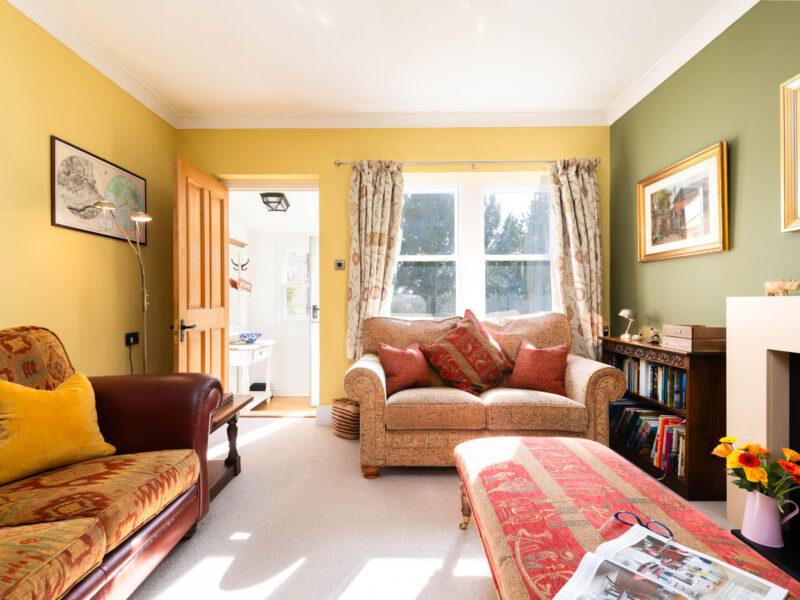 Comfortable living area at East Wing holiday let with country access.