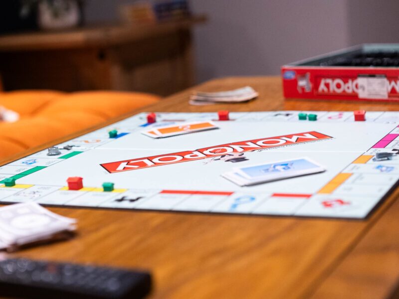 Monopoly board set up for family fun at Malton Luxury Retreat.