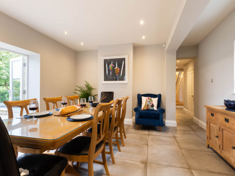 Elegant dining area at Malton Luxury Retreat, perfect for entertaining guests.